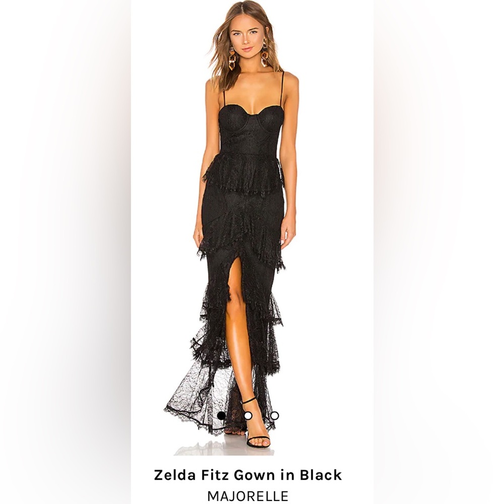 Majorelle Zelda fitz gown in black, size small, worn once and dry cleaned